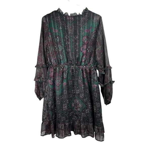 Frye & Co LS Floral Fit & Flare Button Front Dress Medium - Picture 16 of 16